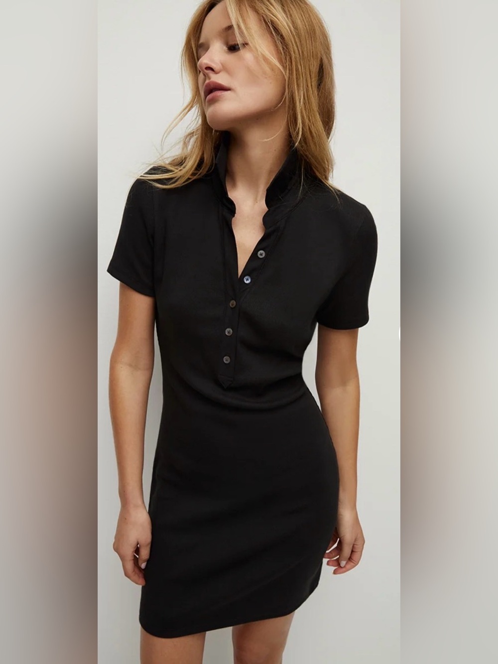 Veronica Beard Bailey Polo Minidress in Black; Size S/P